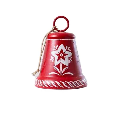 Pintado à mão Vermelho Colorido Bel Feito Na Índia Enfeite De Natal Rústico Bell X Mas Árvore Pendurada Decoração Bell Eco Friendly