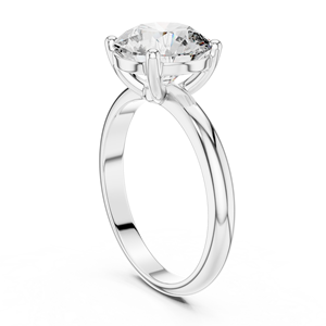 Bague de fiançailles classique en argent sterling avec moissanite ronde |   Bague de luxe intemporelle pour femme - Product Image 3