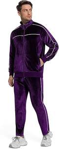 Ensemble de survêtement en velours pour homme, 2 pièces, avec veste et pantalon zippés - Product Image 2