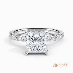 Bague solitaire princesse en moissanite pour femme, ton argenté, bijoux de fiançailles et d'anniversaire, style élégant au quotidien - Product Image 1