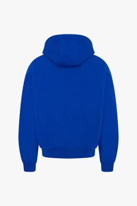 Survêtement à capuche bleu uni pour homme, fermeture éclair intégrale, vêtements de sport décontractés, coupe ample, poches latérales, vêtements d'automne, 100% coton - Product Image 2
