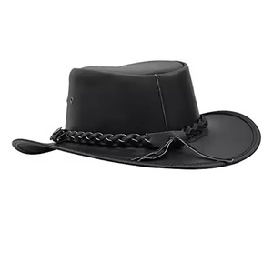 Fournisseur en gros de chapeaux de cowboy en cuir, logo personnalisé, taille réglable, couleur personnalisée, unisexe, printemps été, matériau de haute qualité - Product Image 1