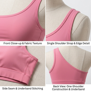 Sujetador deportivo de un solo hombro para mujer, de secado rápido, de algodón y poliéster, para yoga, ropa deportiva asimétrica de secado rápido para mujer - Product Image 6
