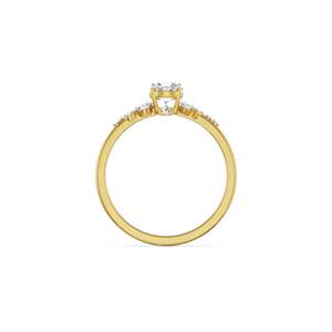 Anillo de Lujo con Gema de Moissanita, Plata 925, Piedras Laterales Brillantes, Chapado en Oro, para Compromiso, Boda, Regalo para Mujer - Product Image 4