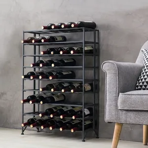 Estante de Metal Industrial para Botellas de Vino, Capacidad para 24 Botellas, Diseño Rectangular Resistente, para Decoración de Bar en Casa - Product Image 1