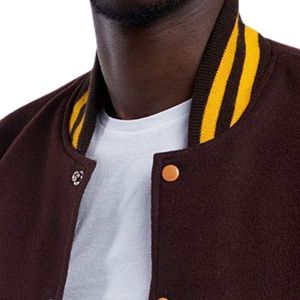 Chaqueta Varsity Unisex con Letras Bordadas, Cuerpo de Lana, Mangas de Cuero, Cierre de Cremallera Frontal, Diseño de Parches, Resistente al Viento, Estilo Bomber, Vintage para Escuela Secundaria - Product Image 5