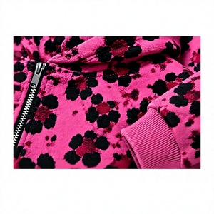 Pink Floral Print Zip Up Hoodie Men Oversized Streetwear Pullover Jacket with Pocket Winter Sweatshirt - Product Image 6