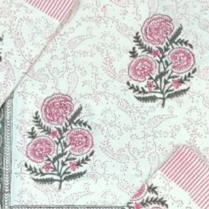 Parure de lit florale 3 pièces en coton 100% de qualité supérieure, imprimée à la main au bloc, taille King, teinture non toxique, respectueuse de la peau, multicolore - Product Image 3