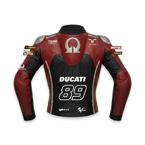 เสื้อแจ็คเก็ตหนังแท้ Jorge Martin MotoCP Rucati ทำจากหนังวัว/หนังจิงโจ้ ตัดเย็บตามขนาด พร้อมรูระบายอากาศ สำหรับขี่มอเตอร์ไซค์/แข่งรถ รุ่น CE - Product Image 2