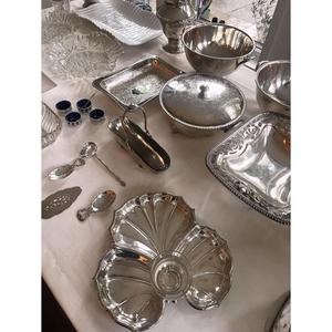 Assiettes rondes en métal avec bols pour servir les aliments, articles hôteliers, vaisselle de table en argent, 100% laiton - Product Image 6