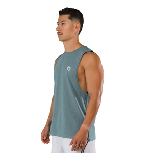 เสื้อกล้ามผู้ชายสีน้ำเงินกรมท่า แขนกุด ทรงครอป น้ำหนักเบา ระบายอากาศได้ดี เหมาะสำหรับออกกำลังกาย ฟิตเนส เสริมสร้างกล้ามเนื้อ รับผลิตแบบ OEM จำนวนมาก - Product Image 2