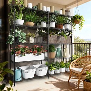 Scaffali in Metallo Ultra Resistenti a 5/4 Ripiani per Cucina/Garage, Capacità 1500/1200 LBS, Ripiani in Rete Regolabili a Doppia Fila, Durevoli - Product Image 5