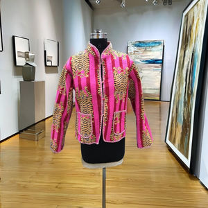 Nouvelle arrivée, veste en coton rembourrée longue pour femme, imprimé Jaipuri Sanganeri, Kantha, réversible, faite à la main, cadeau d'automne-hiver - Product Image 2