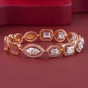 14K Rose <b>Gold</b> Tennis Bracelet with 7.62 CT Multi-Cut Cluster Lab Grown Pear Cut Diamond Rhodium Plated IGI Certified - Product Image 3