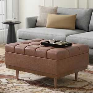 Tavolino da Caffè Mariah con Contenitore, Pouf Elegante, Sgabelli e Pouf di Design - Product Image 1