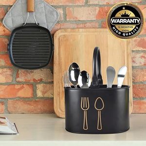 Porta Cubiertos de Metal Negro con Íconos de Tenedor y Cuchara, Organizador de Cocina Minimalista, Tipo Vertical, Diseño Duradero - Product Image 5