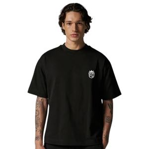 Camiseta de Manga Corta Oversize para Hombre, Negra, con Logotipo Minimalista en el Pecho, Cuello Redondo de Algodón, Estilo Urbano Casual, Venta al Por Mayor - Product Image 6