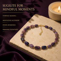 Bijoux spirituels, pierre précieuse violette, Reiki, bracelet de cheville, pierre d'énergie naturelle, bracelet de cheville en argent 925