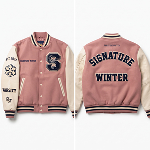 OEM Embroidered College Varsity <b>Jackets</b> Fashion Streetwear <b>Letterman</b> Varsity <b>Jacket</b> Leather Sleeve Front Wool Varsity <b>Jackets</b> - Product Image 2