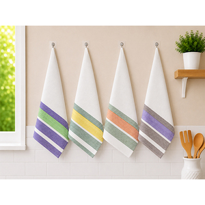 Essuie-tout en lin 100% premium |   Essuie-tout rayé pour la cuisine |   Serviette absorbante réutilisable pour la cuisine et la maison - Product Image 5