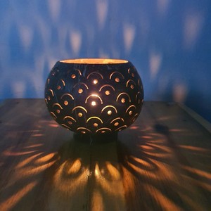 Usine Directe En Gros Éclairage À La Maison Décoratif Naturel Bol Noix De Coco Photophore À La Main Hathai Laque De Noël - Product Image 3