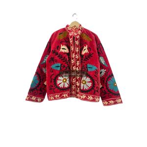 <b>Women</b> for Spring Season Unisex Cotton Suzani <b>Velvet</b> Jacket with Uzbek Hand Embroidery Floral Pattern <b>Coat</b> Boho Hippies Style - Product Image 1
