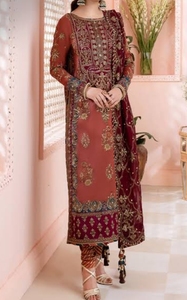 Women Satin Embroidered <b>Maxi</b> <b>Dress</b> with Teal Velvet Dupatta Formal Long Sleeve Party Outfit shalwar kameez - Product Image 2