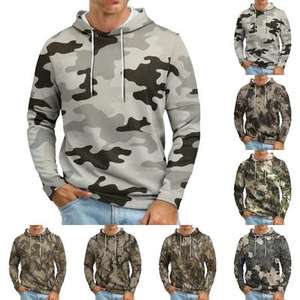 Sudadera con capucha extragrande y cremallera completa, estilo urbano, estampada Y2K, unisex, 100% algodón, informal, camuflaje, con cremallera. - Product Image 2