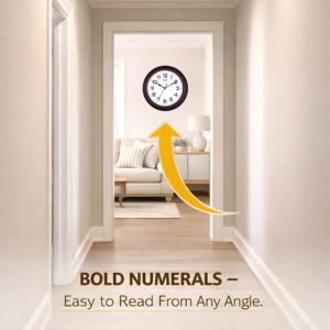 SONAM Round Quartz <b>Wall</b> <b>Clock</b> Analog White Face <b>Black</b> Numbers Silent Traditional Design for Living Room - Product Image 3