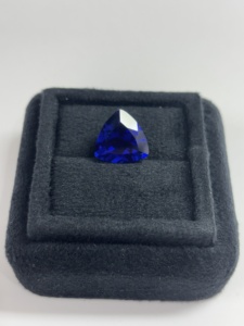 Zafiros azules cultivados en laboratorio, talla redonda trillón, facetados, sueltos, para la creación de joyas, zafiro corindón certificado. - Product Image 3