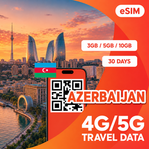 Tarjeta SIM digital para Azerbaiyán, 3GB, 5GB, 10GB, Plan de Datos para Viajes de 30 Días, Internet 4G/5G, Código QR, Entrega Instantánea por Correo Electrónico - Product Image 1