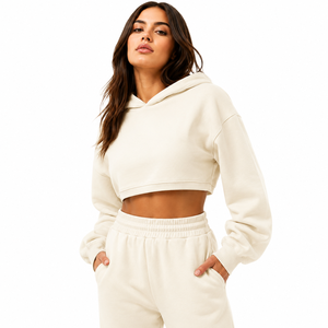<b>woman</b> crop <b>hoodie</b> offering modern style <b>soft</b> fabric flexible comfort perfect choice for casual wear fitness and outdoor use - Product Image 1