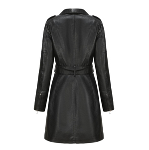 Solid Trader Top Quality Light Weight Soft Touch Material Elegant Silhouette Everyday Winter <b>Warm</b> Coat Womens Long Leather Jacke - Product Image 2