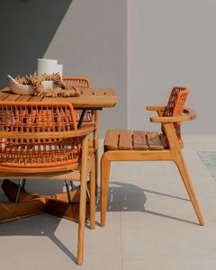 Juego de Comedor de Lujo para Exteriores en Teca con Sillas Modernas de Cuerda para Patio, Villa, Resort, Jardín y Espacios de Estancia Junto a la Piscina - Product Image 3