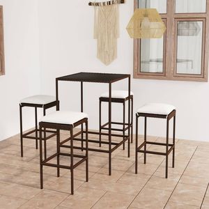 Ensemble de bar de jardin en rotin PE brun durable, mobilier de bar extérieur standard - Product Image 1