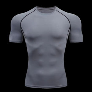 <b>Men</b> Rash Guard Solid Color Short Sleeved T <b>shirt</b> Compressed Quick Drying Breathable Training <b>Compression</b> Feel Rough Waves Guard - Product Image 4