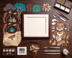 Premium Handmade 5-Layer Wood Veneer Tiger <b>Wall</b> Art | 3D Laser Cut Wooden Animal Frame | Modern Multifunctional <b>Wall</b> <b>Mounted</b> - Product Image 4