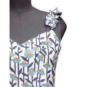 Robe longue trapèze indienne imprimée au bloc pour mariage, 100 % coton, col en V, respirante, design moderne et élégant, idéale pour l'été, vente en gros - Product Image 3