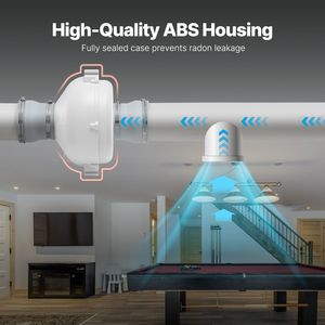 Sistema di Ventilazione Silenzioso per Mitigazione Radon 190 CFM, Ventilatore Radon Impermeabile da 4-4,5 Pollici con Telecomando Elettrico, 2 Accoppiatori Inclusi - Product Image 6