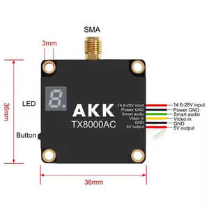 Meilleur émetteur vidéo AKK 8W FPV Smart Audio 4.9G-5.8G VTX avec transmission longue portée Accessoires audio et vidéo - Product Image 4