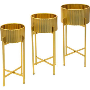 Support de plante en bois moderne avec seau à glace en acier inoxydable, pot en métal, support de plante en bois massif fait main pour la décoration intérieure et extérieure - Product Image 5