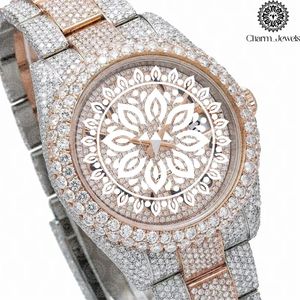 Charm Jewels Luxury Women's Stainless Steel <b>Watch</b> 38mm Round Dial Analog Quartz Movement Sapphire Crystal Folding Clasp - Product Image 2