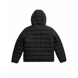 Veste d'hiver matelassée pour homme, à capuche, légère, chaude, zippée, décontractée, coupe-vent, noire - Product Image 4