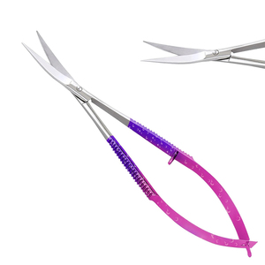 Ciseaux de maquillage professionnels Spring Scissor, revêtement plasma noir, couleur extra-éclatante, micro-ciseaux russes extra-affûtés pour la coupe des sourcils - Product Image 3