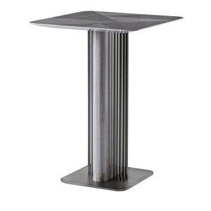 Mesa de Bar Alta Moderna con Base de Metal y Tablero Redondo y Cuadrado para Cafetería, Restaurante y Bar, Uso Interior y Exterior - Product Image 1