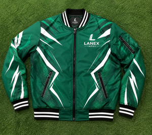 Blouson Bomber Vert Uni Décontracté Personnalisé pour Homme, Entièrement Zippé, Coupe-Vent, en Polyester Léger, Style Universitaire, Streetwear, Tenue Sportive d'Équipe, OEM - Product Image 6