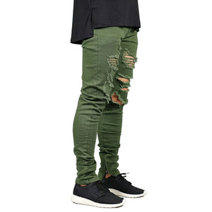 Pantalon Homme Grande Taille Tendance Effet Vieilli 100% Coton Tissu Enduit Coupe Droite Slim Taille Mi-Haute Logo Personnalisé - Product Image 3