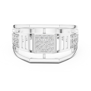 Anillo de banda de lujo con panel de moissanita |   Anillo de Diseño para Hombre, Chapado en Oro de 14k, con Incrustaciones de Pavé - Product Image 1