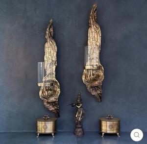 Rustic Wood Wall <b>Sconce</b> with Glass Shade Warm LED <b>Light</b> Decorative Lighting for Living Room - Product Image 3