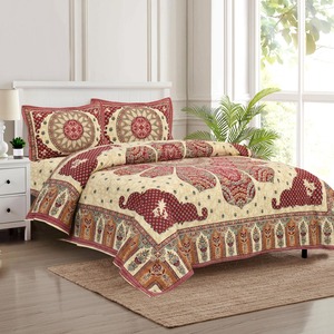 Parure de lit artisanale bohème en coton imprimé à la main Floral Marwad, 200 fils, anti-acariens, toutes saisons, personnalisable, 3 pièces - Product Image 3